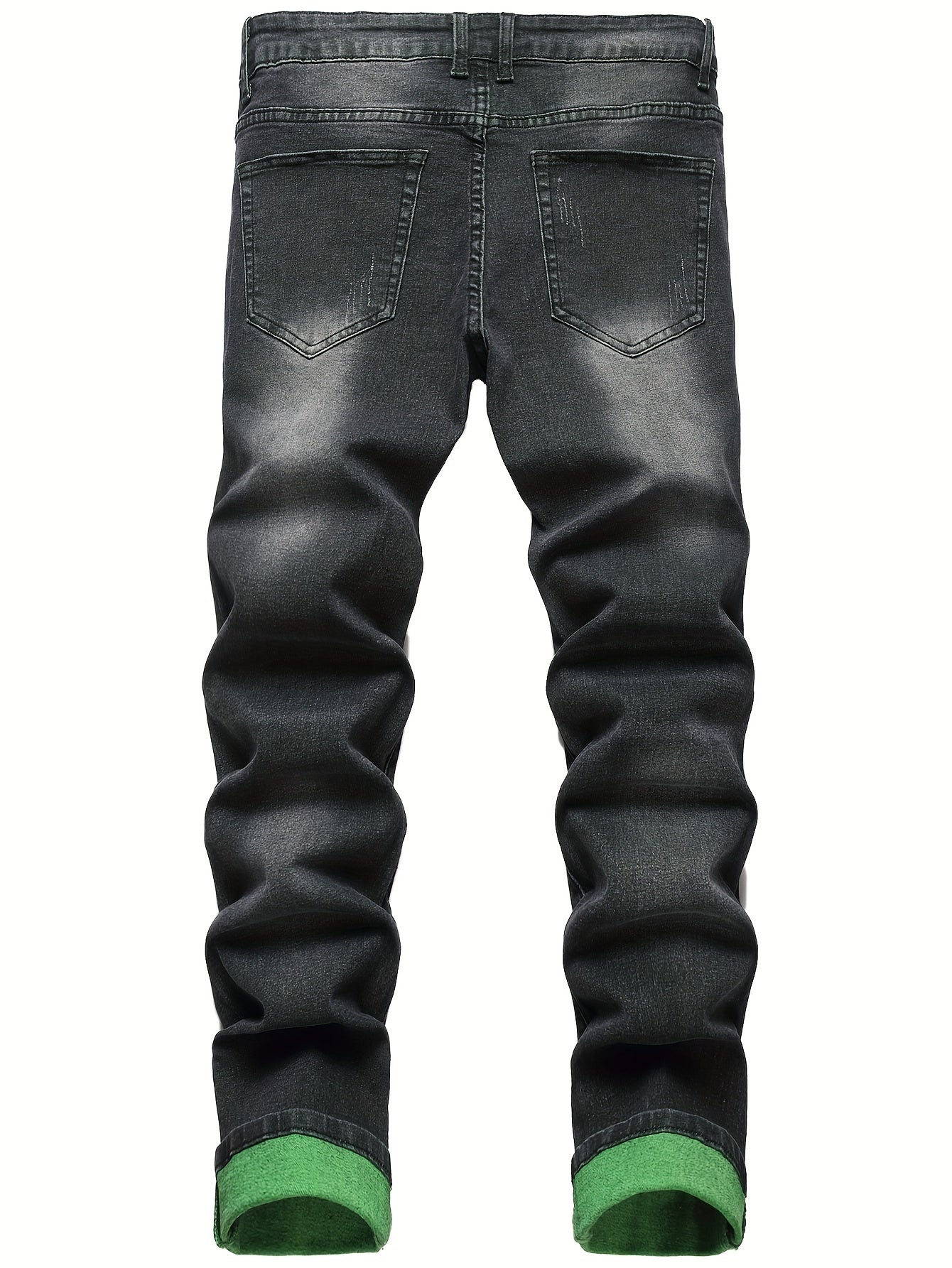 Men's Slim Fit Jeans - Classic Wash Distressed – Light Green – view 14