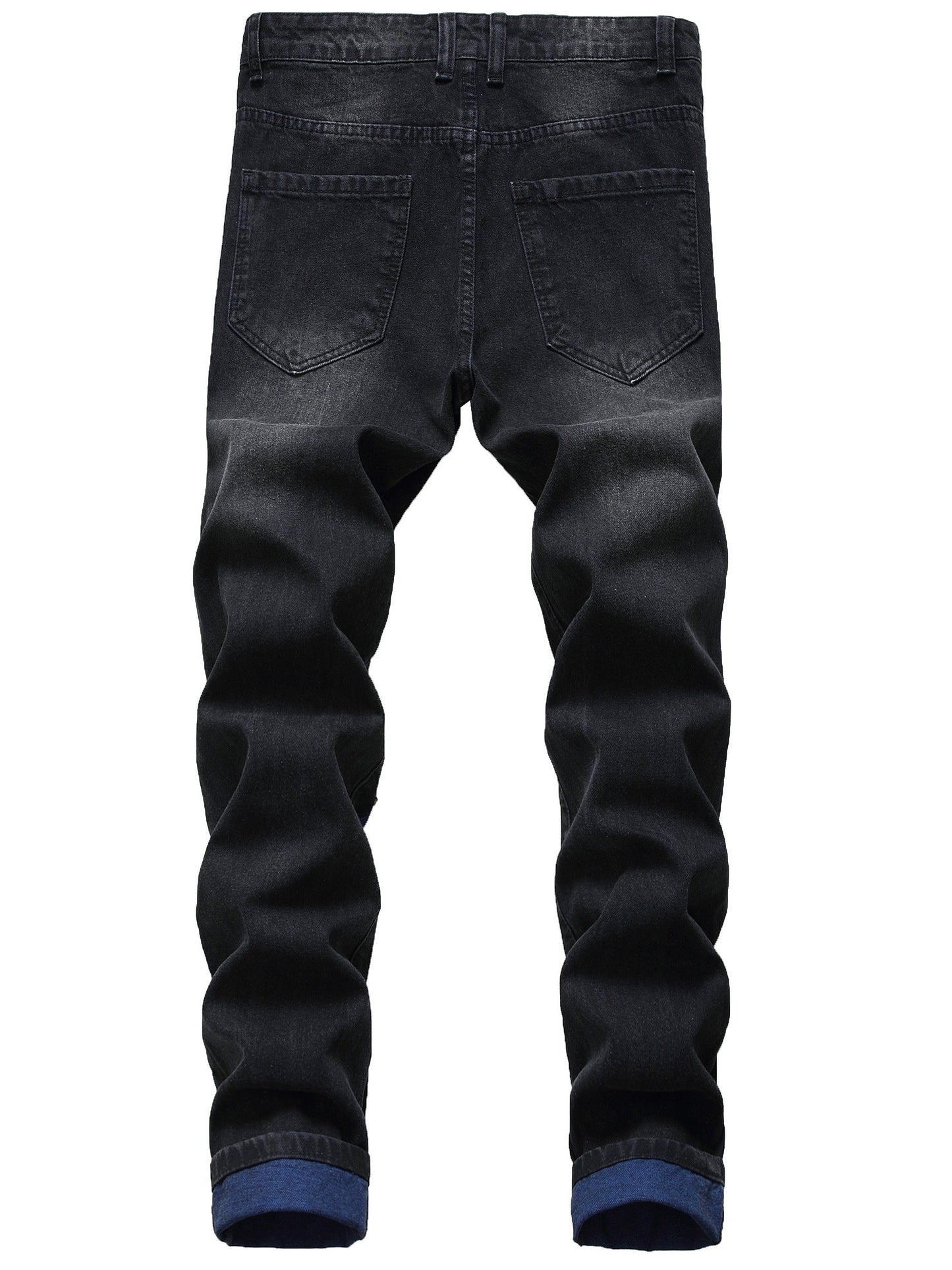 Men's Slim Fit Jeans - Classic Wash Distressed – Mid Rise / Black – main product image