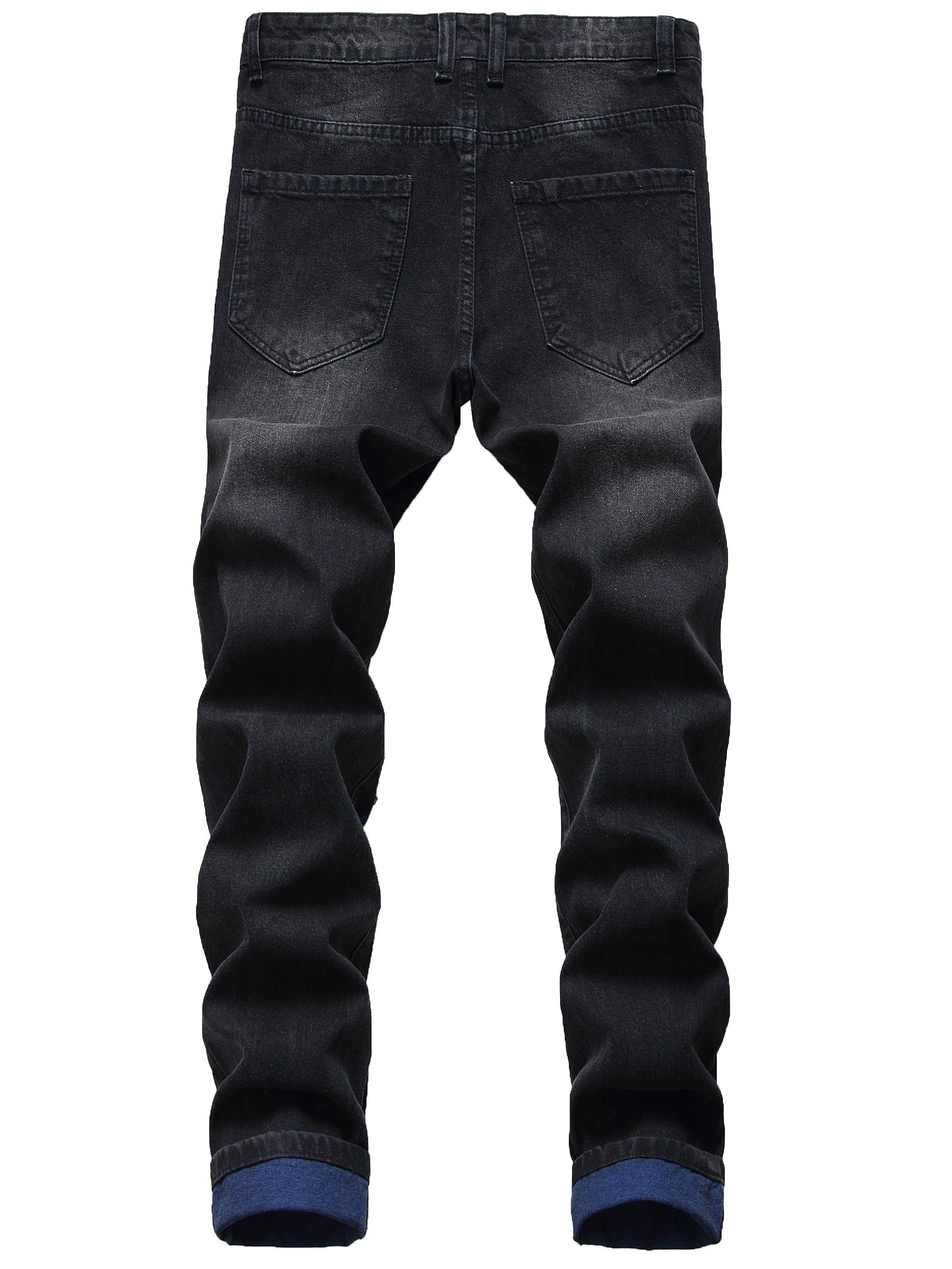 Men's Slim Fit Jeans - Classic Wash Distressed – Mid Rise / Black – main product image
