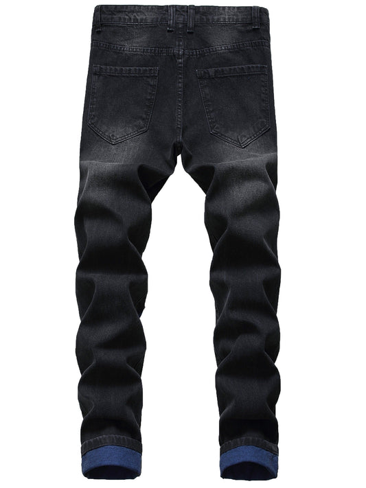 Men's Slim Fit Jeans - Classic Wash Distressed – Mid Rise / Black – main product image