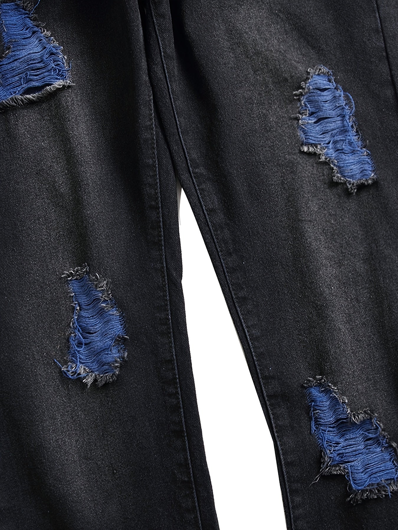 Men's Slim Fit Jeans - Classic Wash Distressed – Mid Rise / Black – view 7