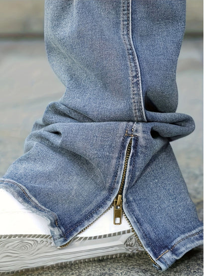 Men's Slim Fit Jeans - Classic Wash Distressed – Mid Rise / Blue – view 2