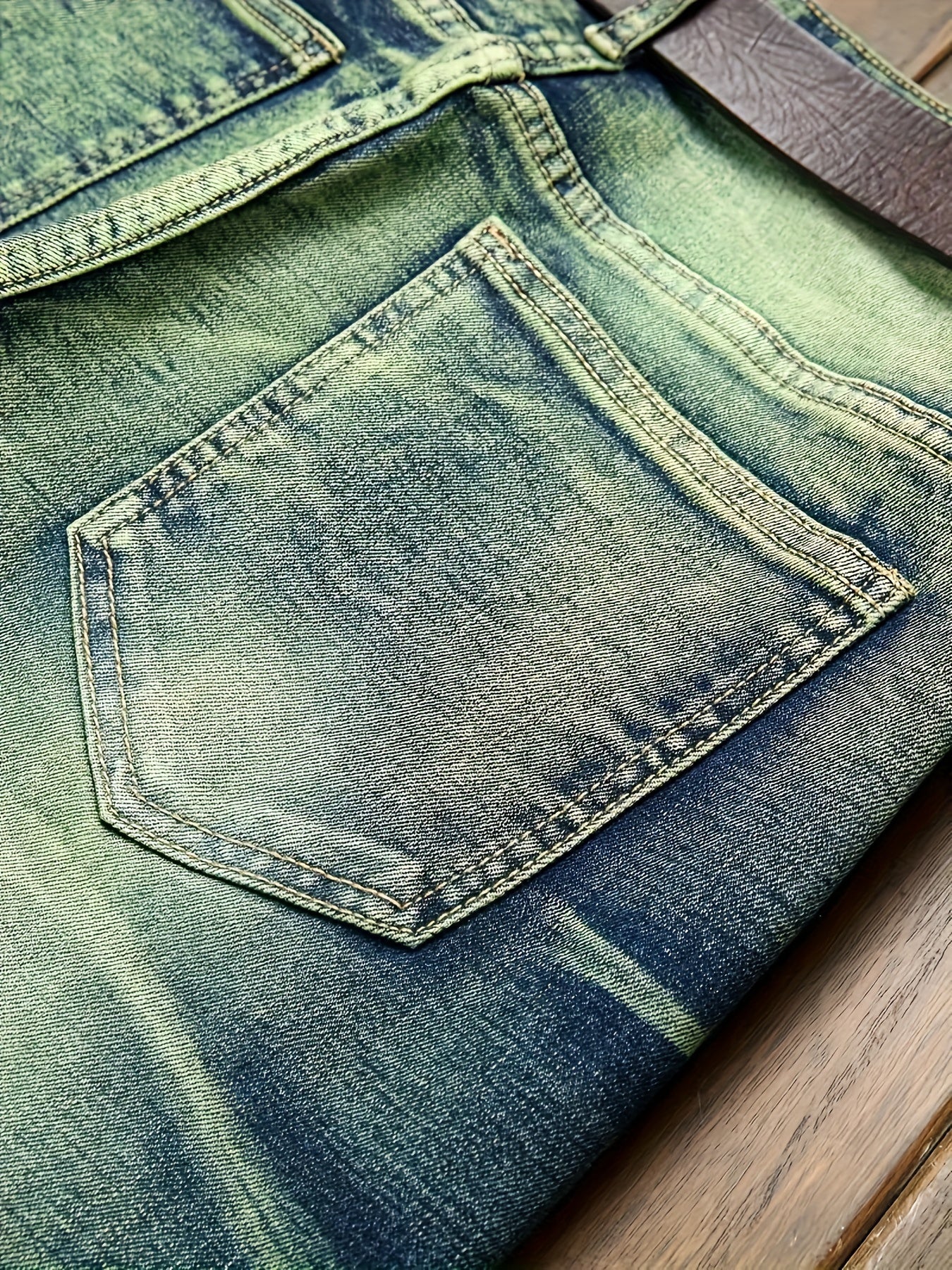 Men's Slim Fit Jeans - Classic Wash Distressed – Olive – view 8