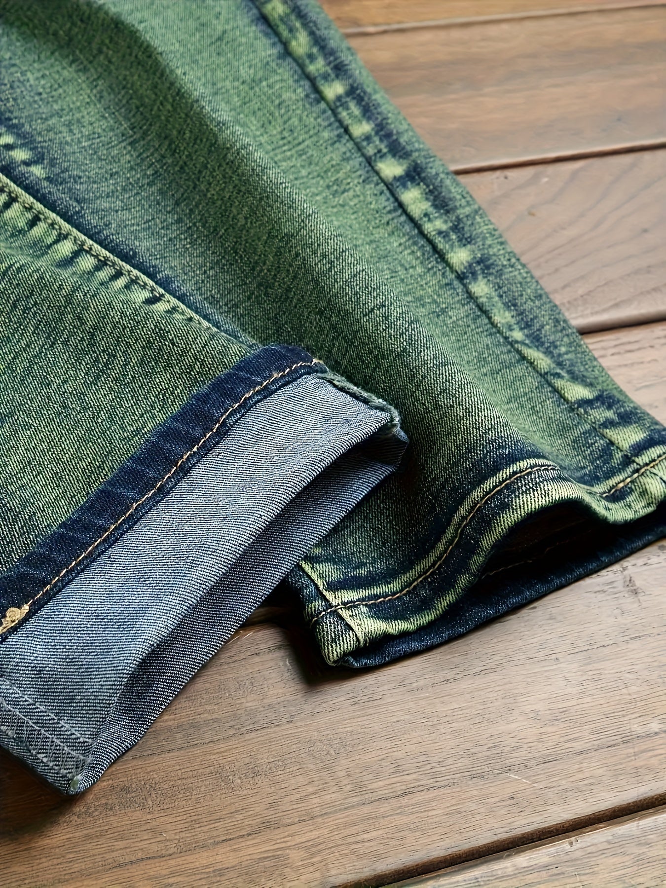 Men's Slim Fit Jeans - Classic Wash Distressed – Olive – view 9