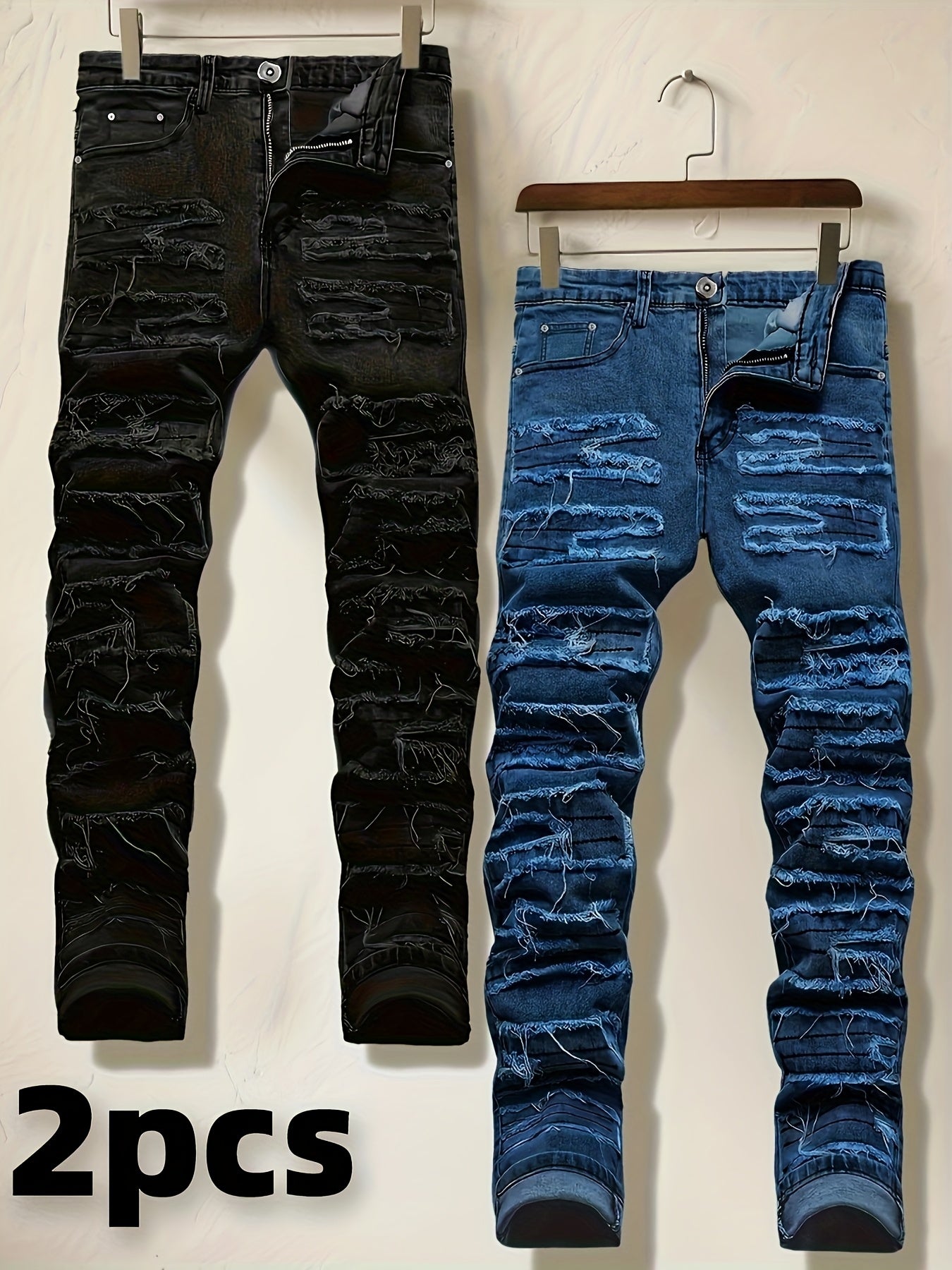 Men's Slim Fit Jeans - Classic Wash Distressed – Sizes 30–38 – view 27