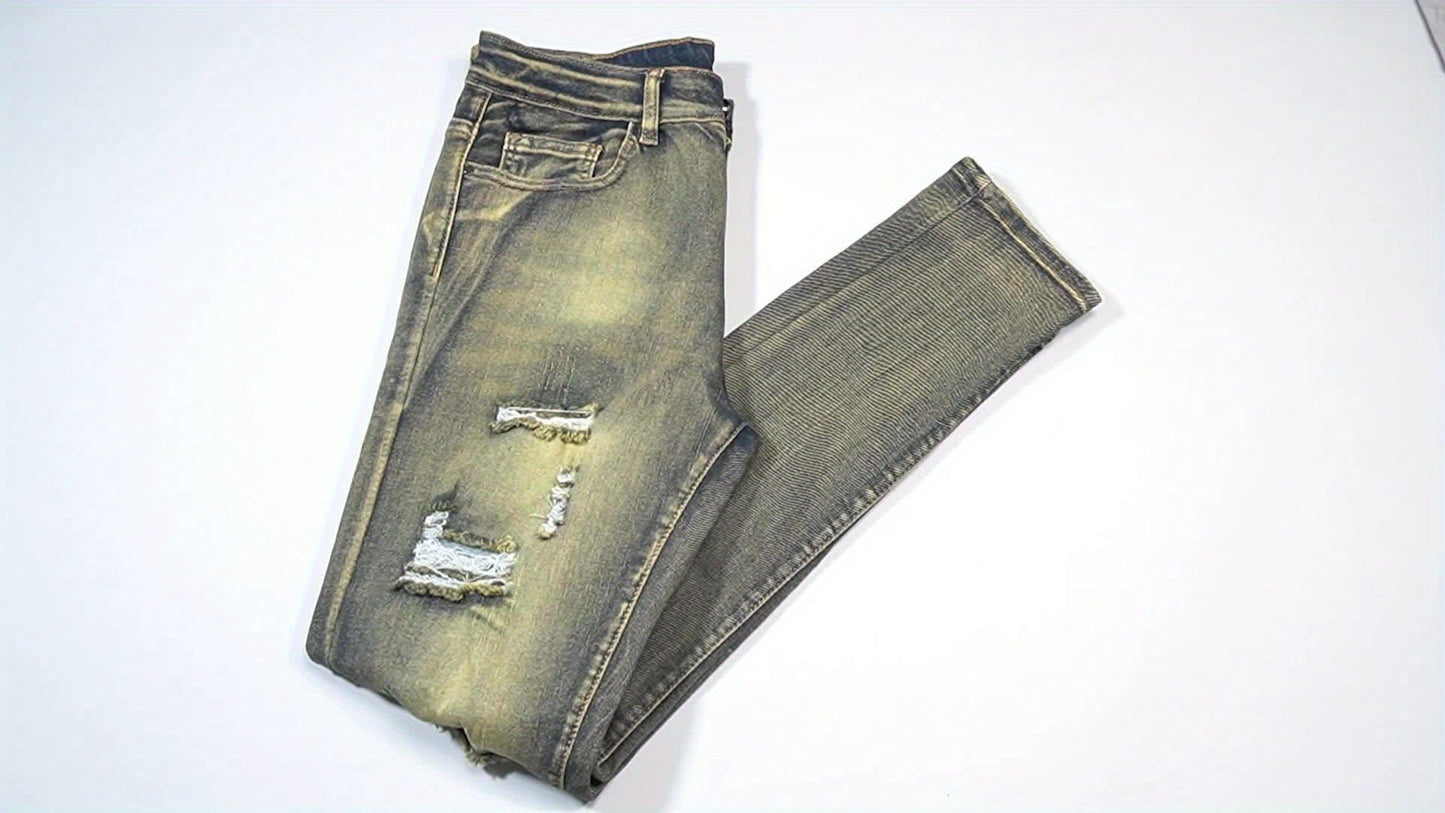 Men's Slim Fit Jeans - Classic Wash Distressed – Sizes 30–42 – view 5
