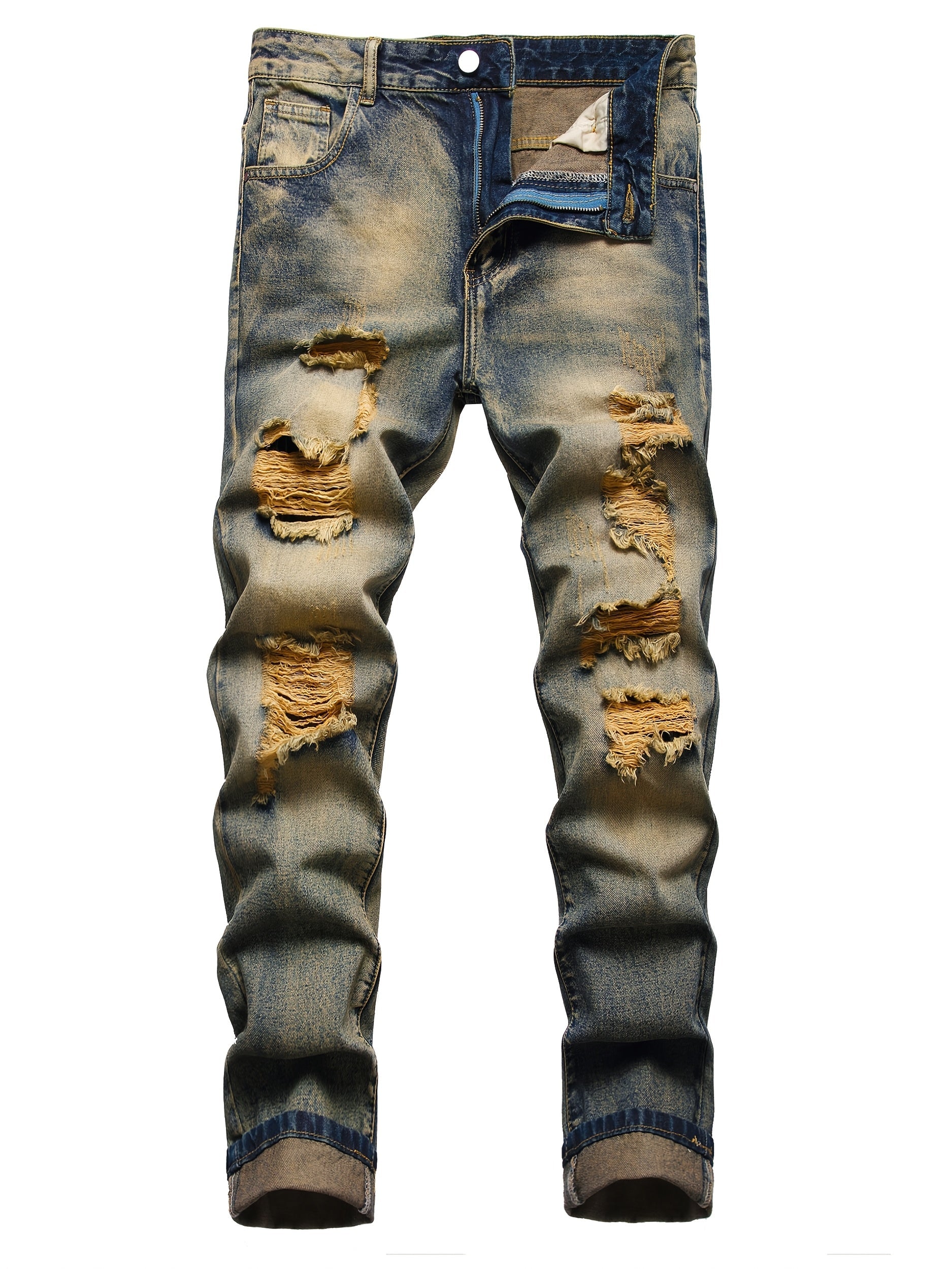 Men's Slim Fit Jeans - Classic Wash Distressed – Sizes 30–42 – view 6