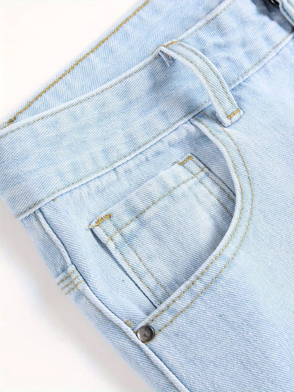 Men's Slim Fit Jeans - Classic Wash Distressed – Sky Blue – view 15