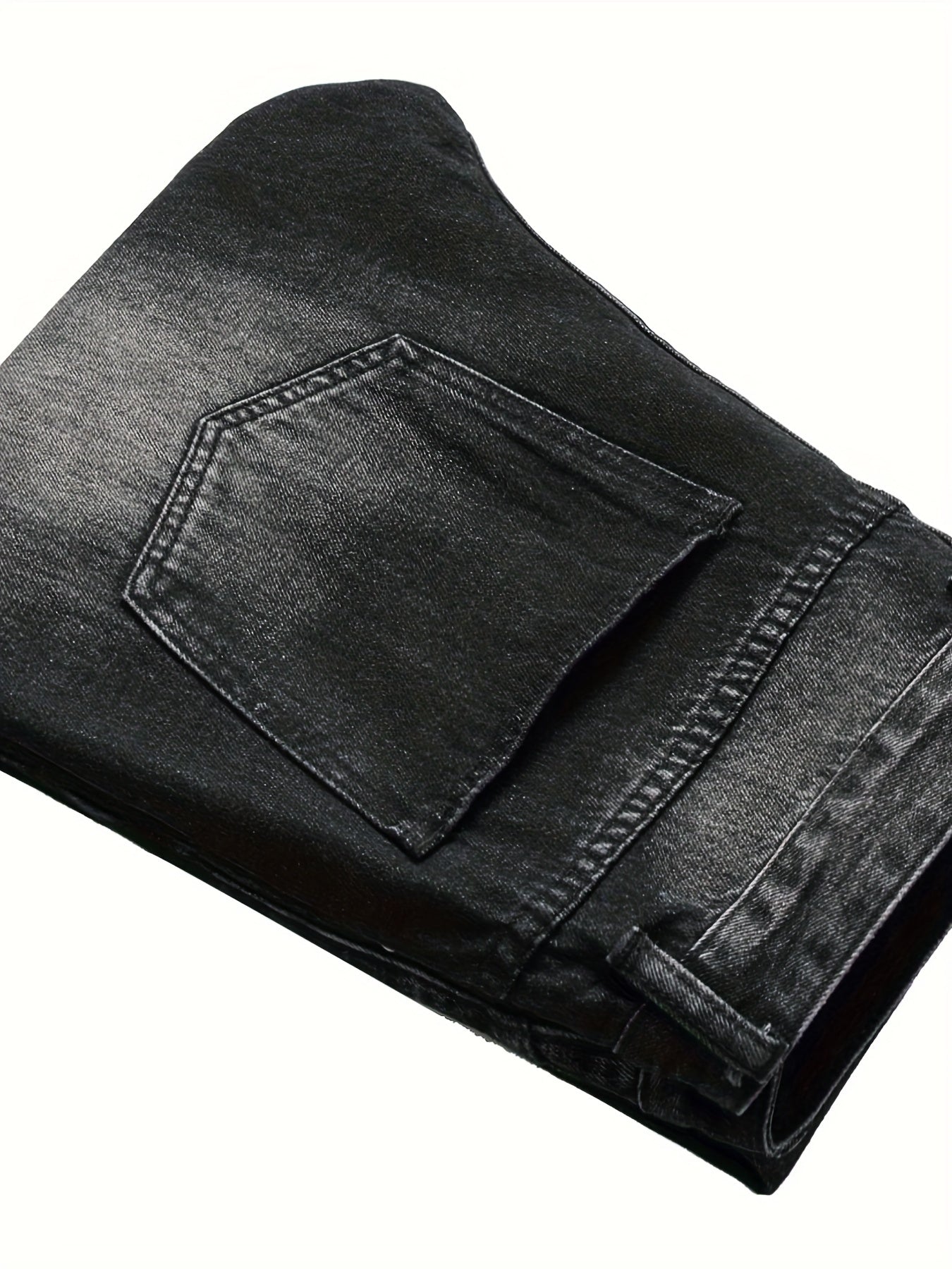 Men's Slim Fit Jeans - Classic Wash Distressed Streetwear – Black – view 11