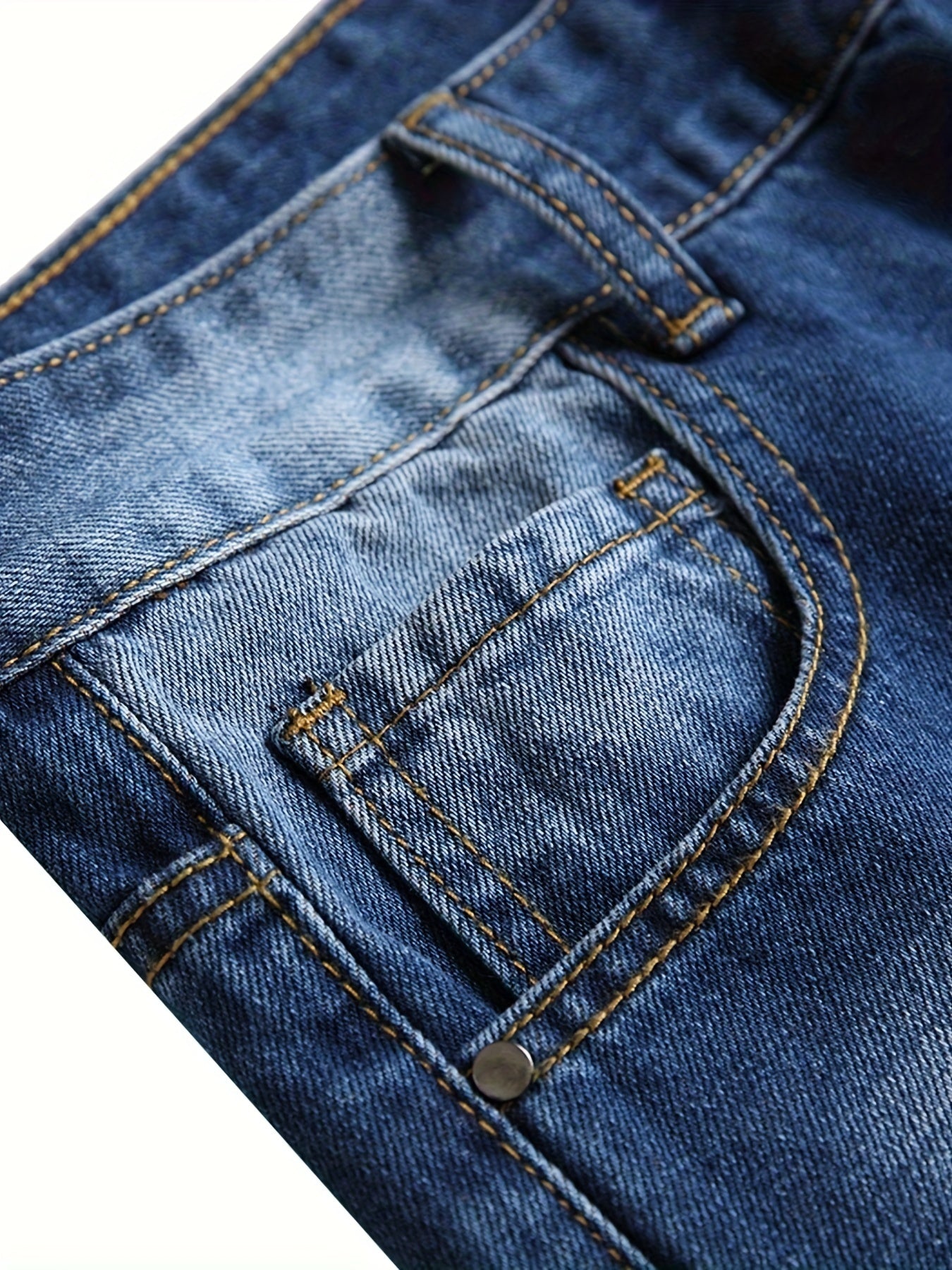 Men's Slim Fit Jeans - Classic Wash Distressed Streetwear – Dark Blue – view 4