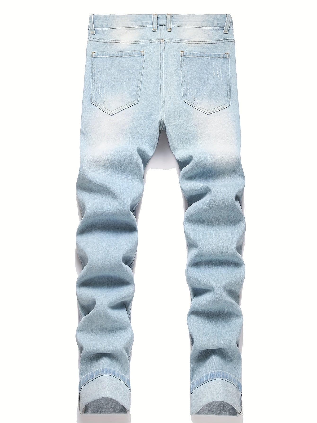 Men's Slim Fit Jeans - Classic Wash Distressed Streetwear – Sizes 28–38 – view 3