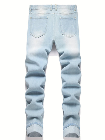Men's Slim Fit Jeans - Classic Wash Distressed Streetwear – Sizes 28–38 – view 3