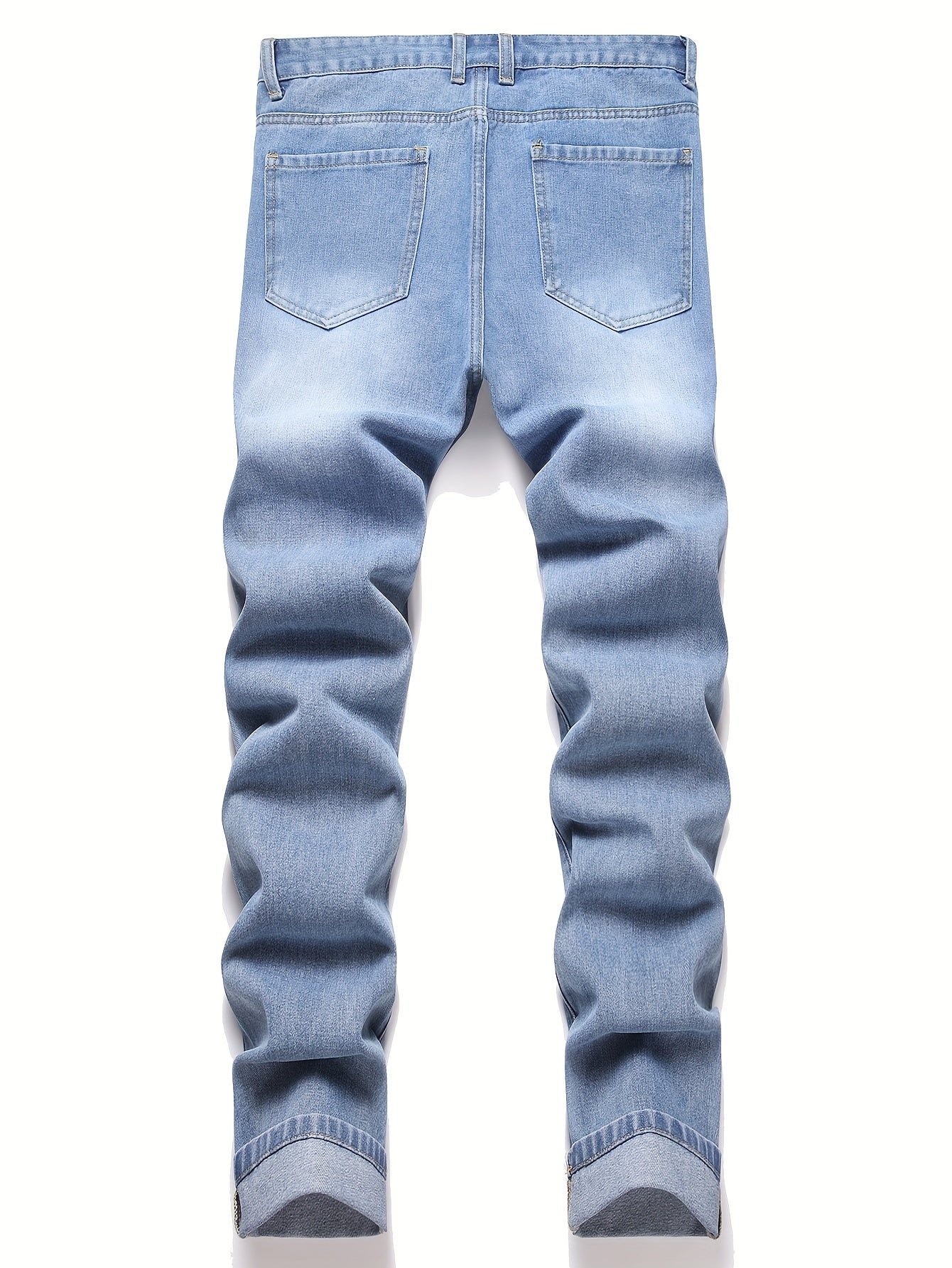Men's Slim Fit Jeans - Classic Wash Distressed Streetwear – Sizes 28–38 – view 4