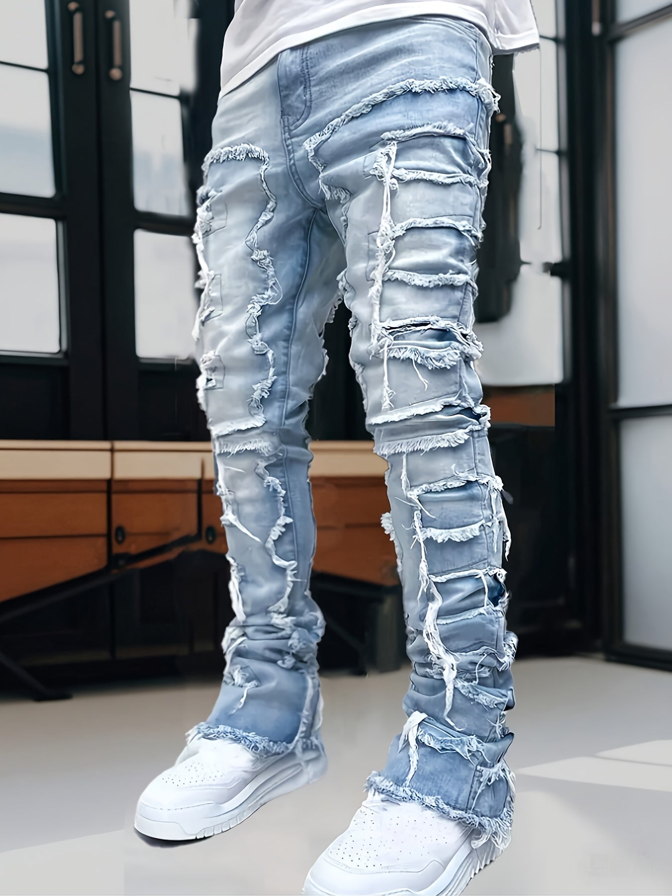 Men's Slim Fit Jeans - Classic Wash Distressed Streetwear – Sizes S–XXXL – view 7