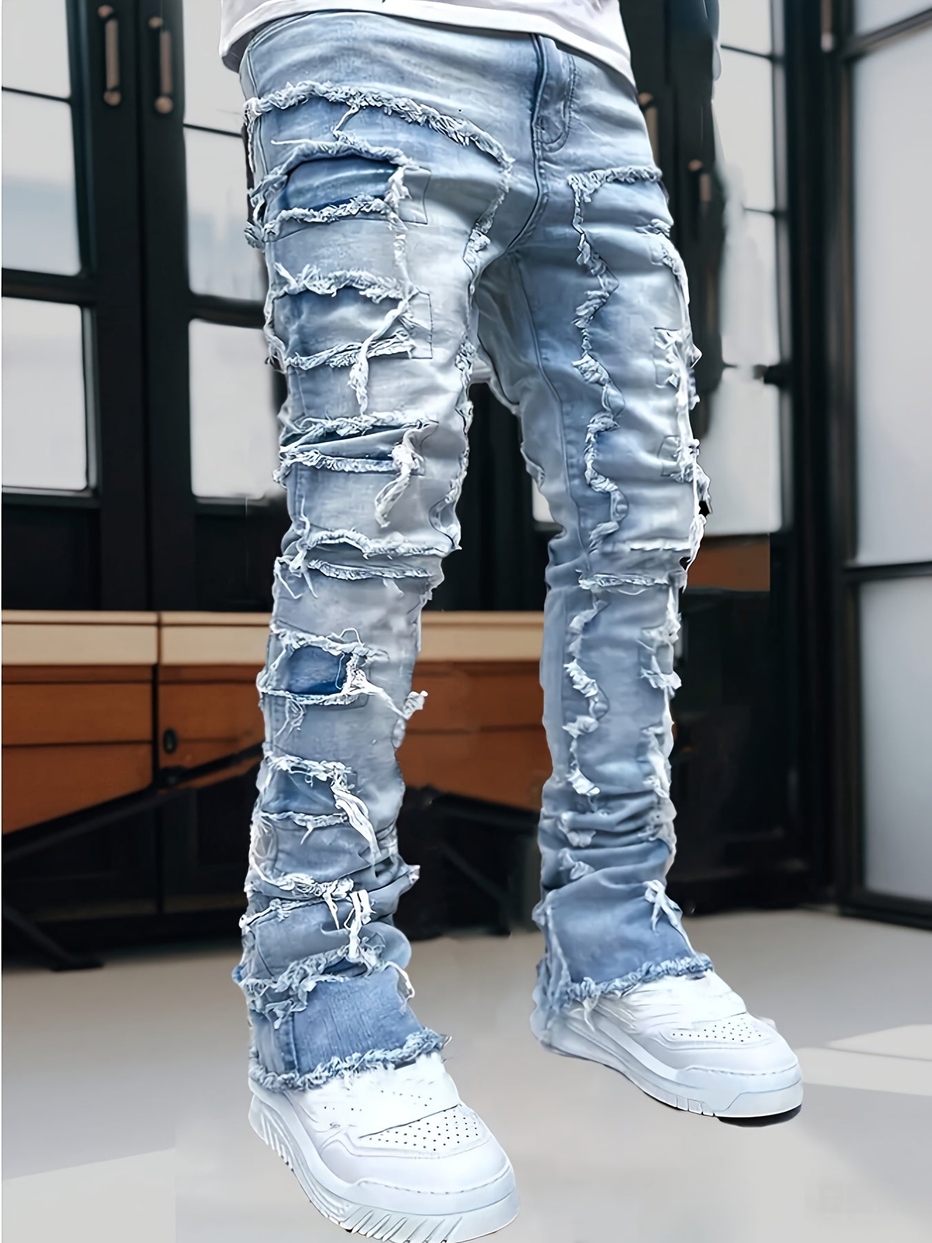 Men's Slim Fit Jeans - Classic Wash Distressed Streetwear – Sizes S–XXXL – view 9