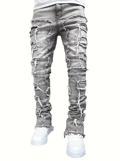 Men's Slim Fit Jeans - Classic Wash Distressed Streetwear – Sizes XL – view 2