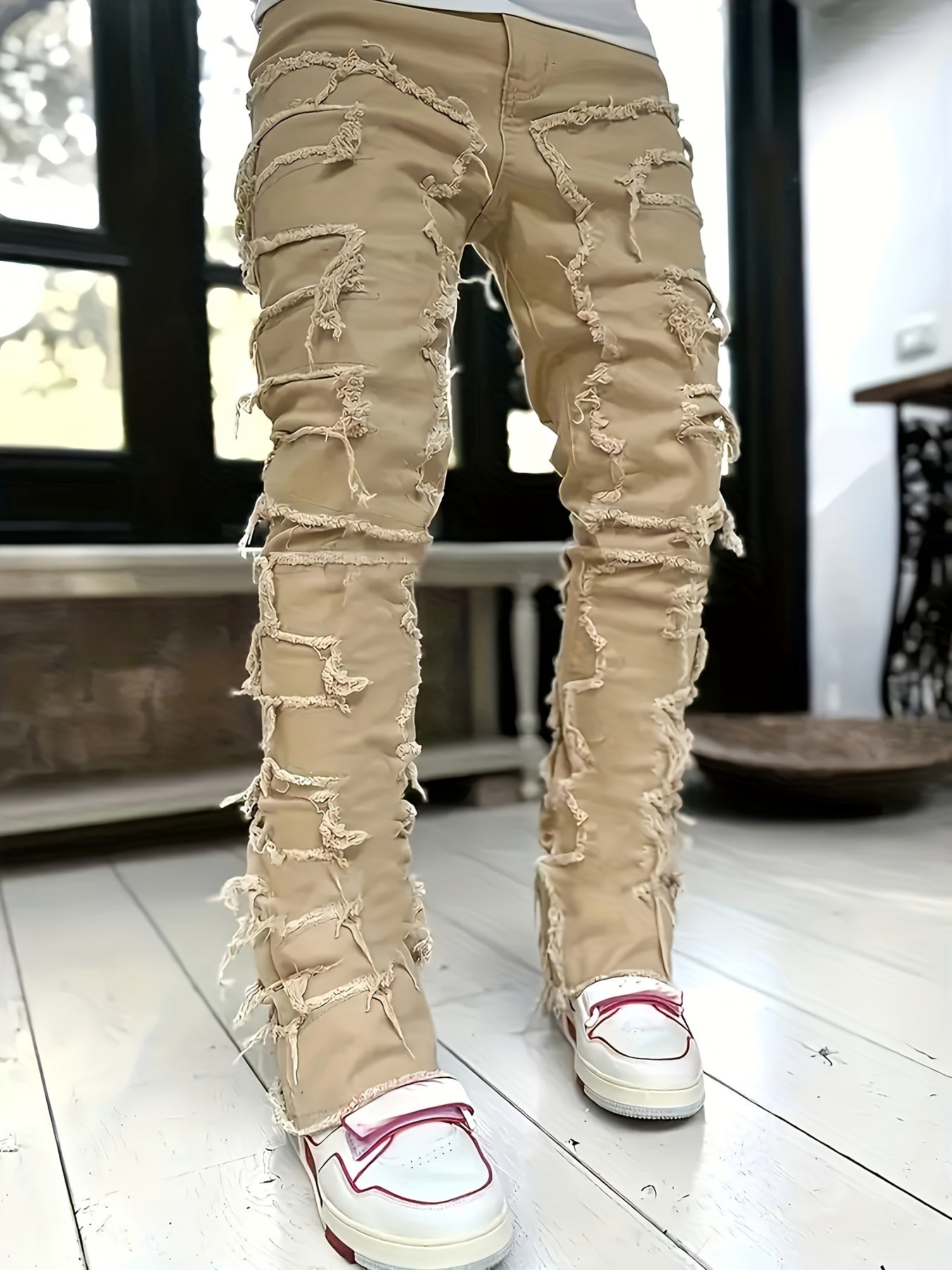 Men's Slim Fit Jeans - Classic Wash Distressed Streetwear – Sizes XL – view 4