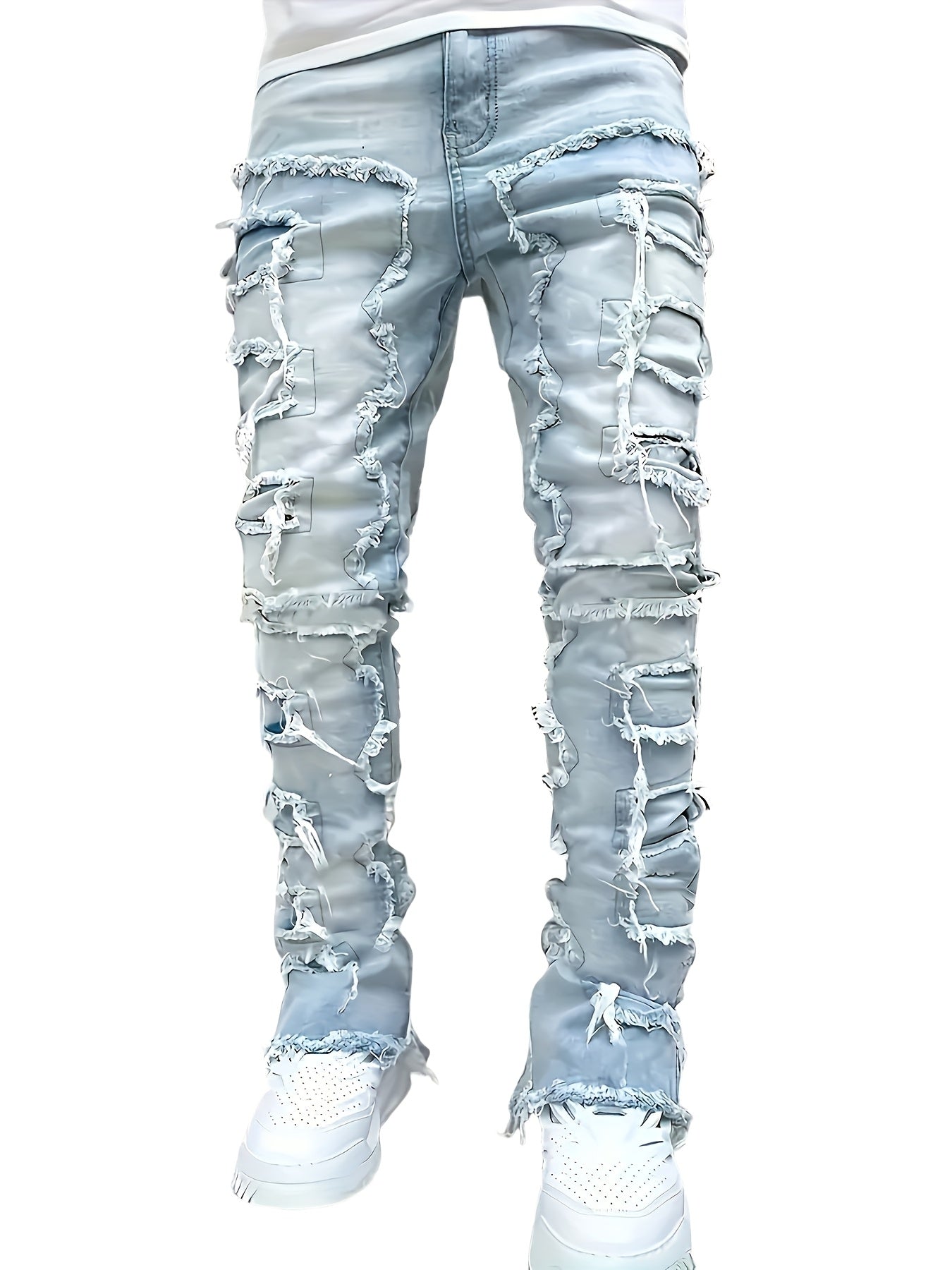 Men's Slim Fit Jeans - Classic Wash Distressed Streetwear – Sizes XL – view 5