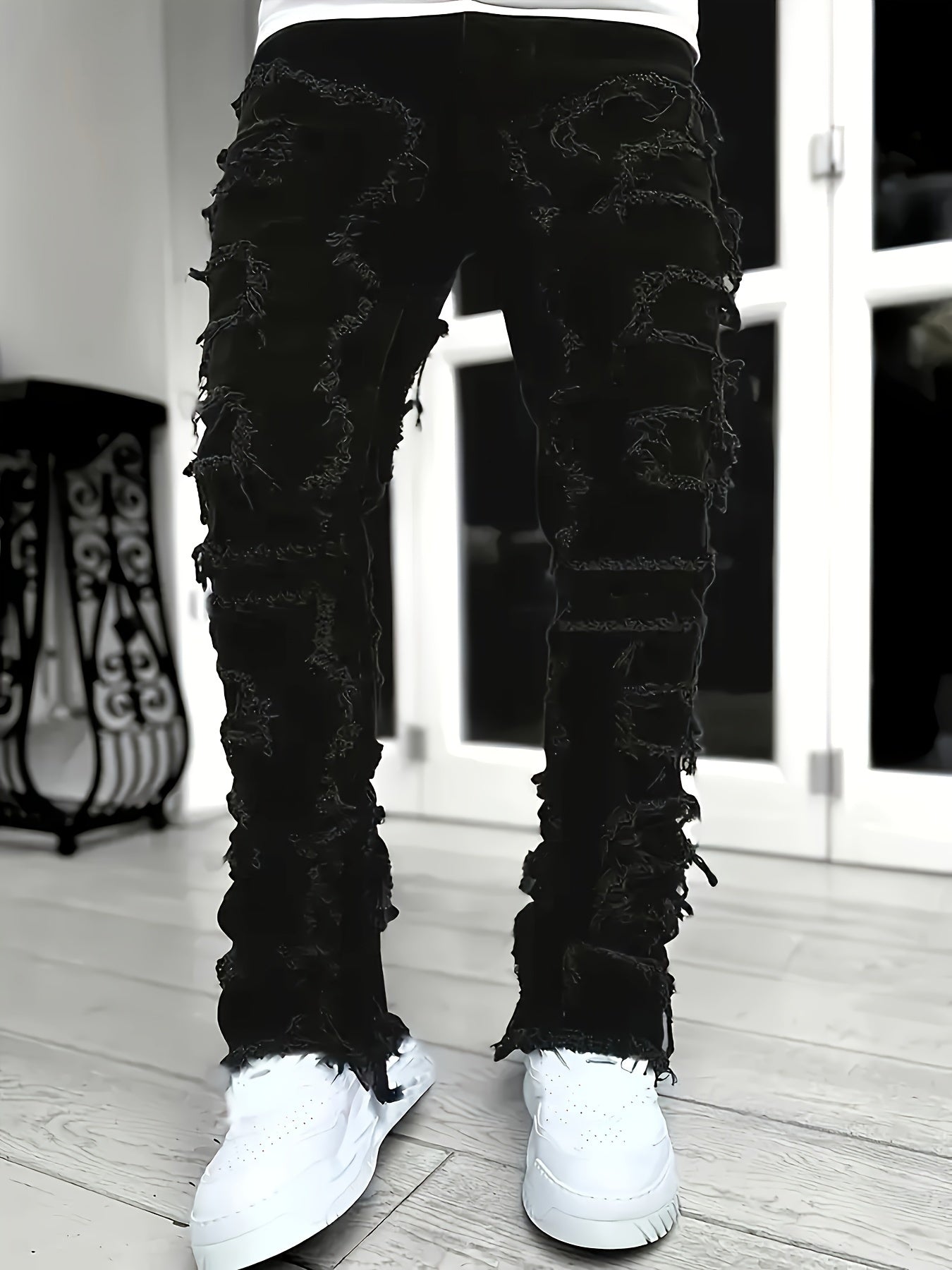 Men's Slim Fit Jeans - Classic Wash Distressed Streetwear – Sizes XL – view 6