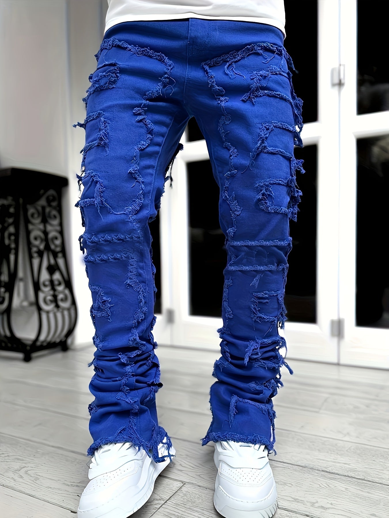 Men's Slim Fit Jeans - Classic Wash Distressed Streetwear – Sizes XL – view 8