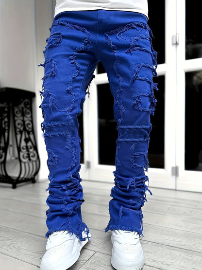 Men's Slim Fit Jeans - Classic Wash Distressed Streetwear – Sizes XL – view 9