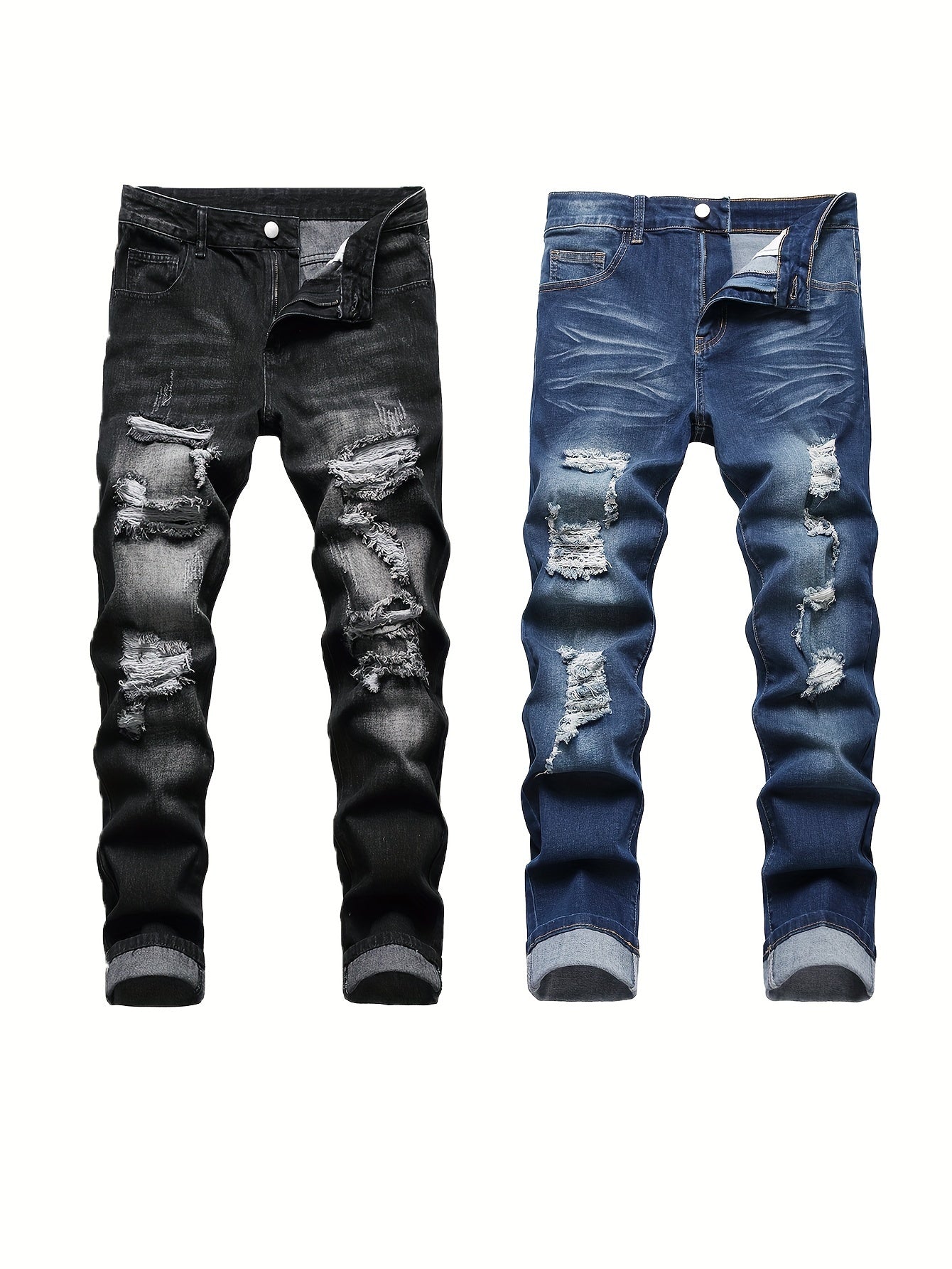 Men's Slim Fit Jeans - Classic Wash Distressed Weekend – view 8