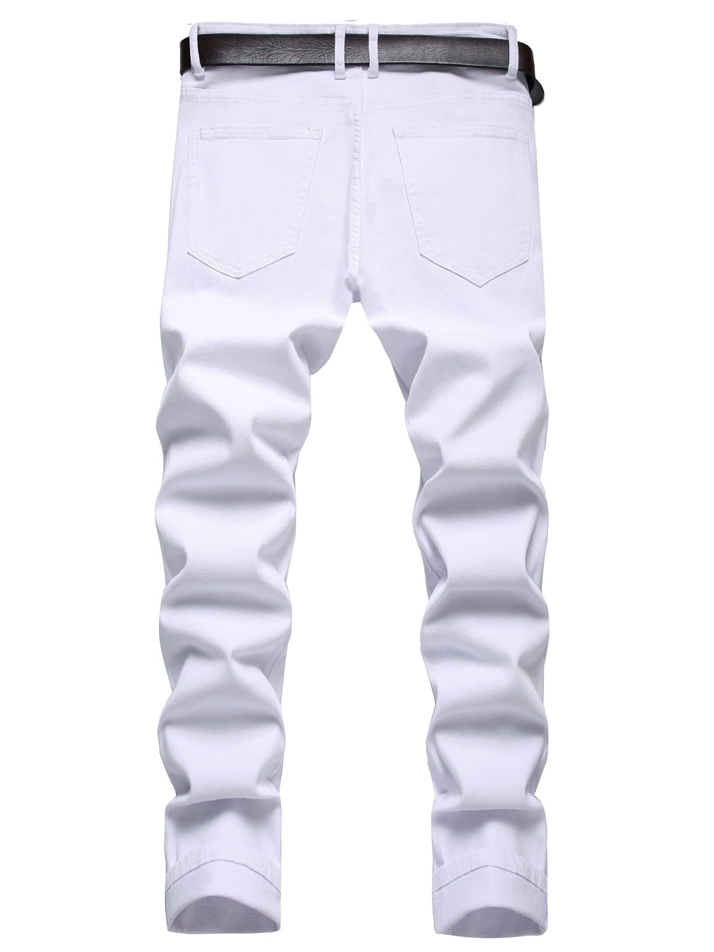 Men's Slim Fit Jeans - Classic Wash Distressed – White Denim Wash 56325 – view 5
