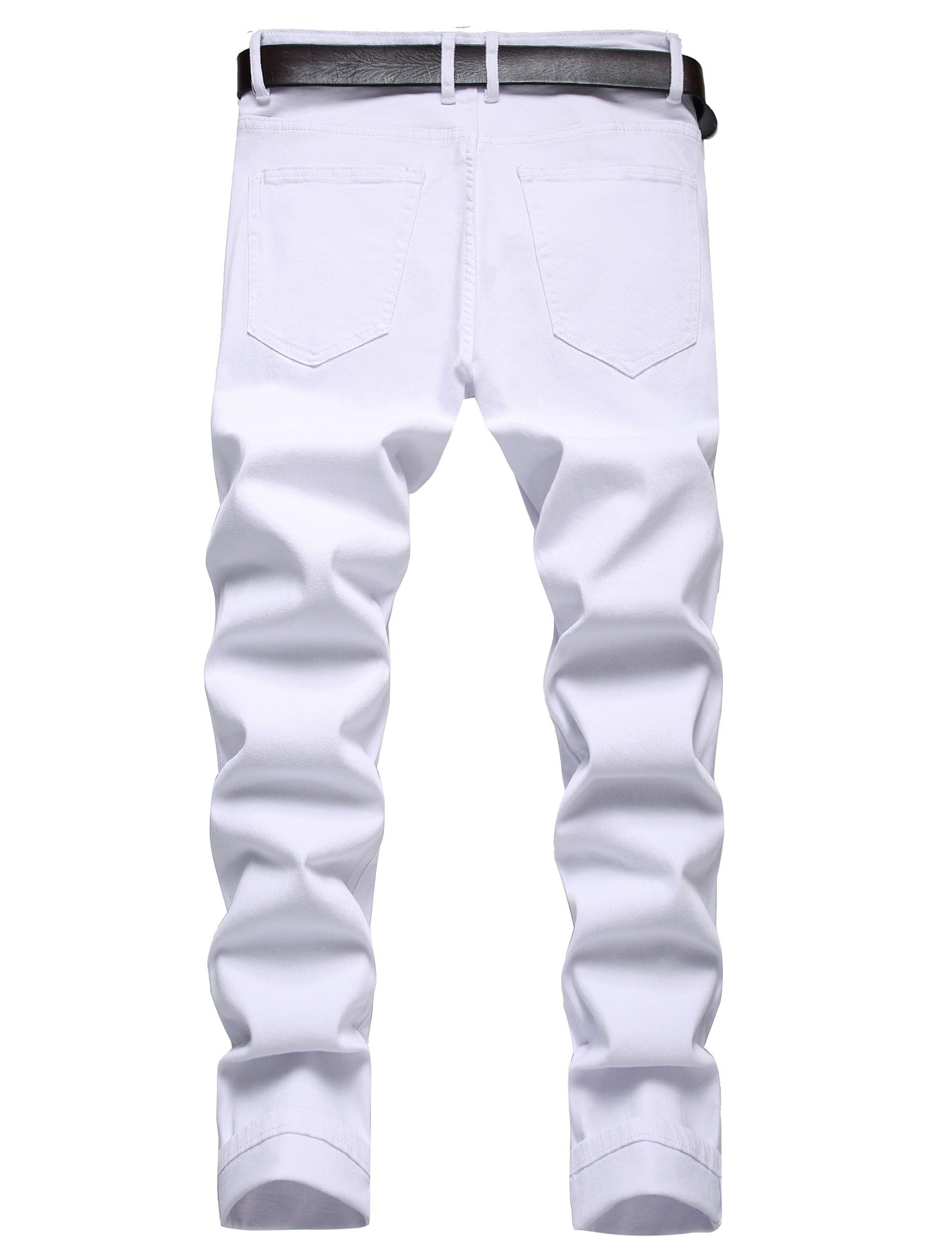 Men's Slim Fit Jeans - Classic Wash Distressed – White Denim Wash 56325 – view 5