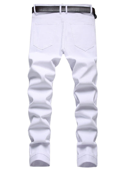 Men's Slim Fit Jeans - Classic Wash Distressed – White Denim Wash 56325 – view 5