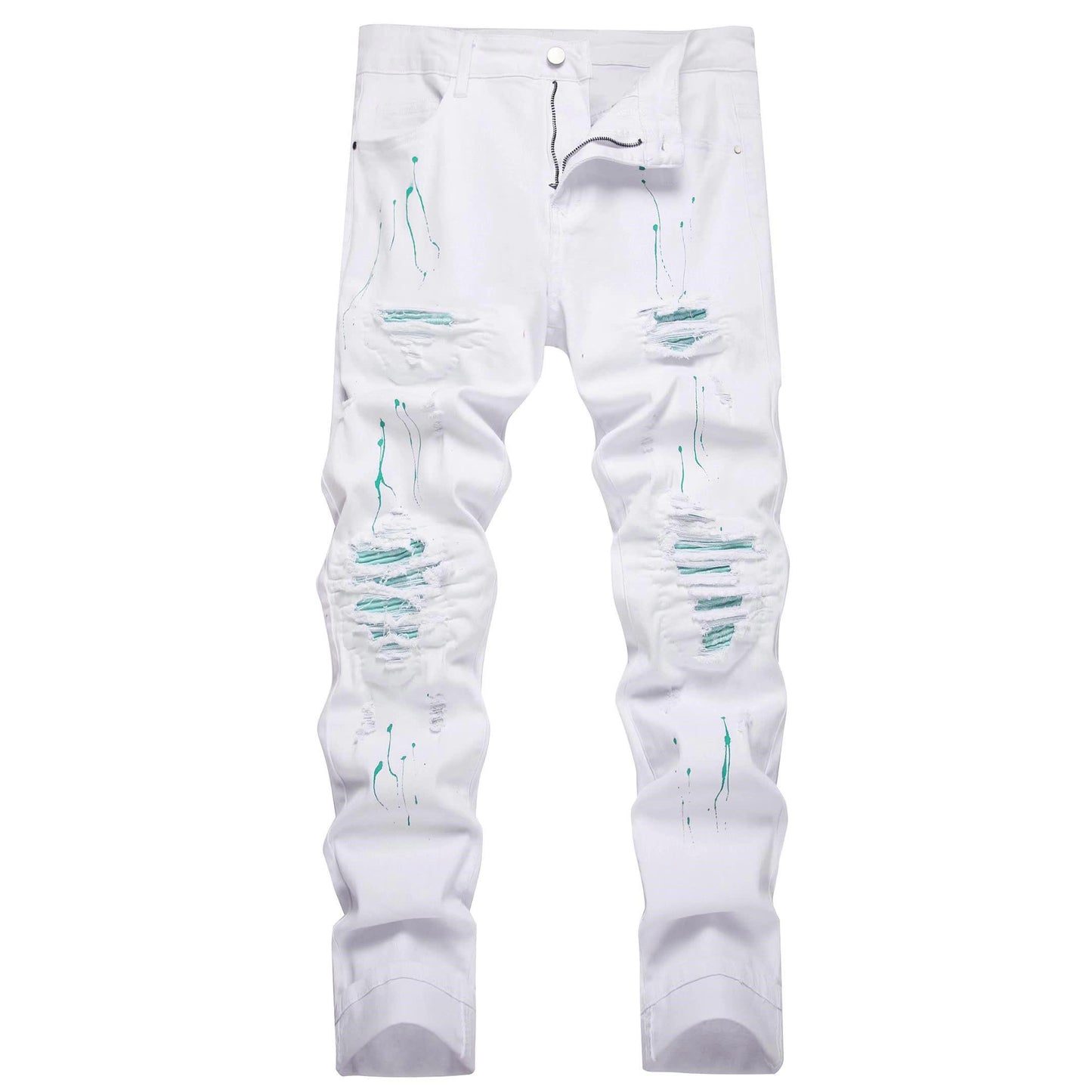 Men's Slim Fit Jeans - Classic Wash Distressed – White Denim Wash 78885 – view 7