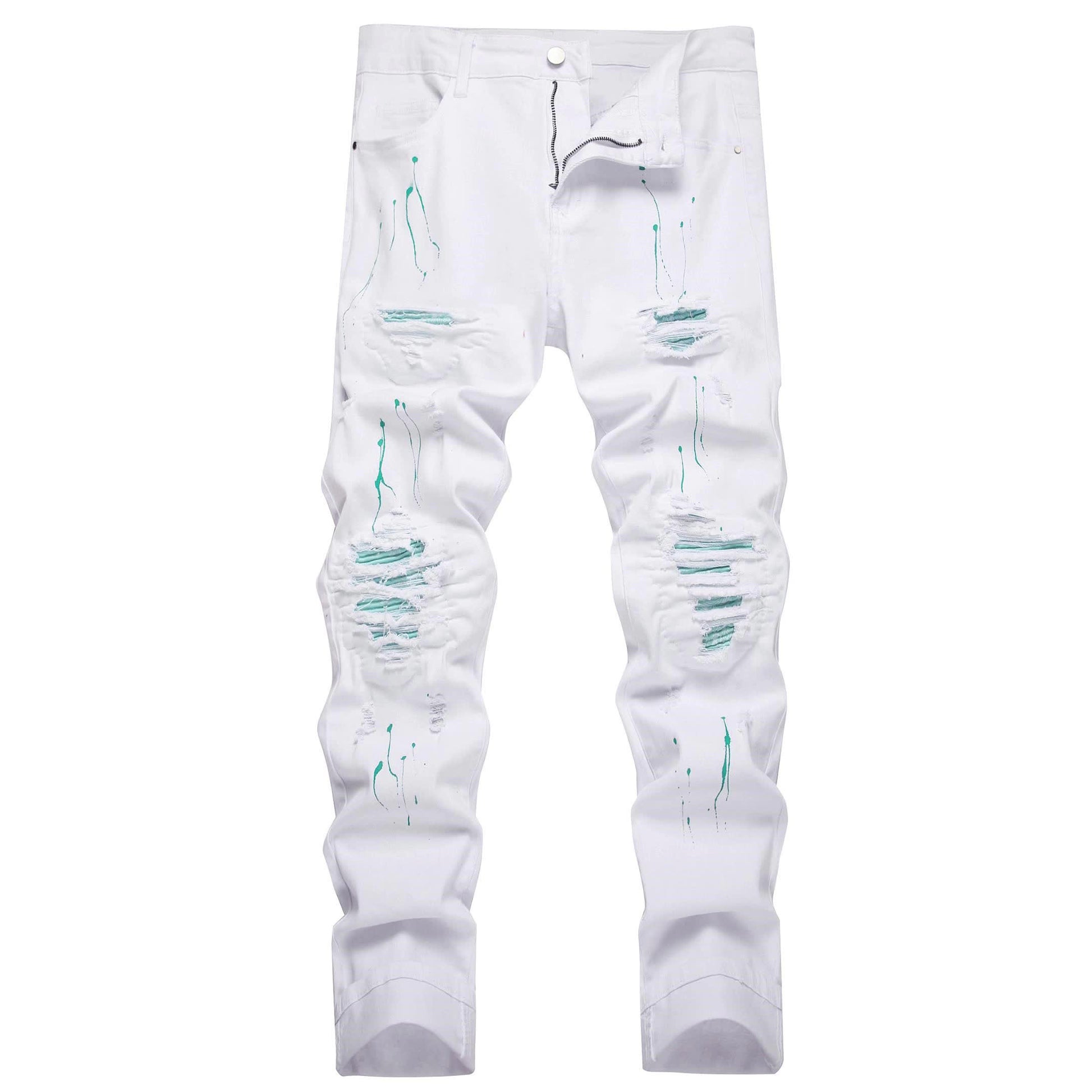 Men's Slim Fit Jeans - Classic Wash Distressed – White Denim Wash 78885 – view 7
