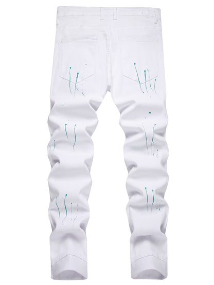 Men's Slim Fit Jeans - Classic Wash Distressed – White Denim Wash 78885 – view 15