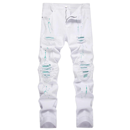 Men's Slim Fit Jeans - Classic Wash Distressed – White Denim Wash 78885 – view 19