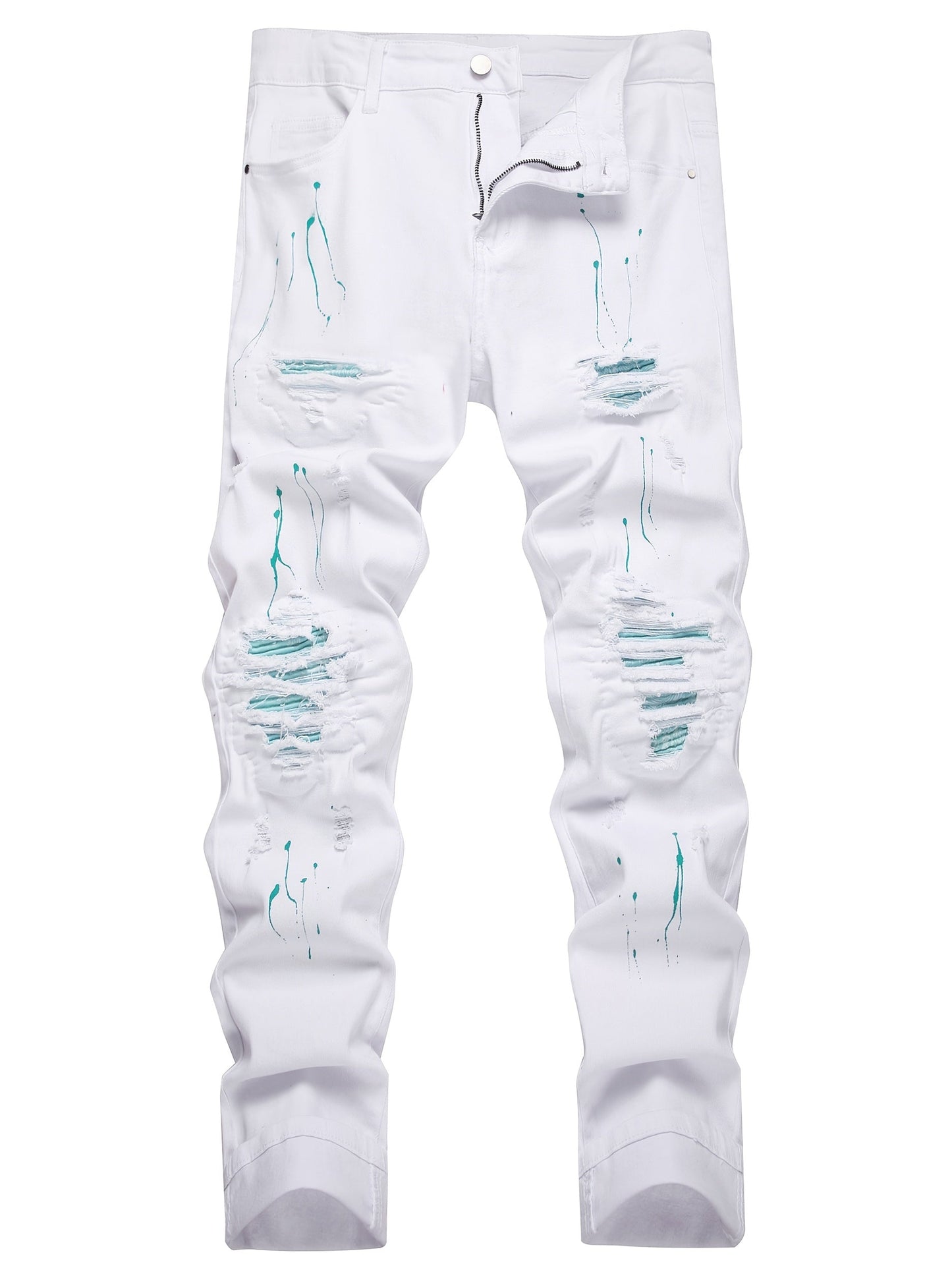 Men's Slim Fit Jeans - Classic Wash Distressed – White Denim Wash 78885 – view 20