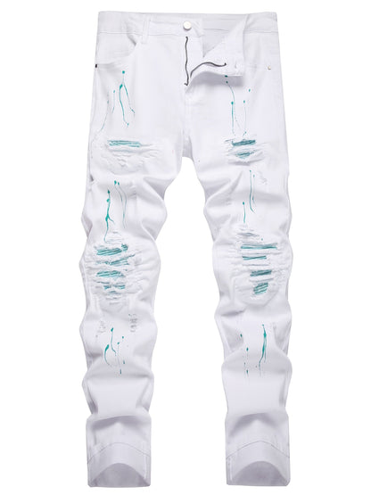 Men's Slim Fit Jeans - Classic Wash Distressed – White Denim Wash 78885 – view 20