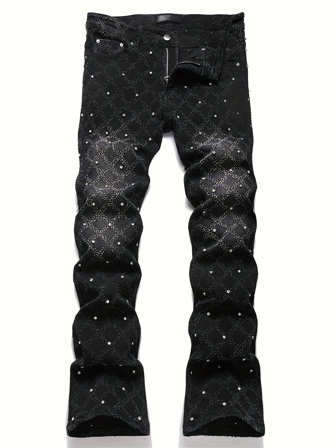 Men's Slim Fit Jeans - Classic Wash Embellished – Black option – main product image