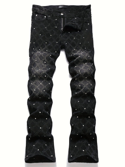 Men's Slim Fit Jeans - Classic Wash Embellished – Black option – main product image