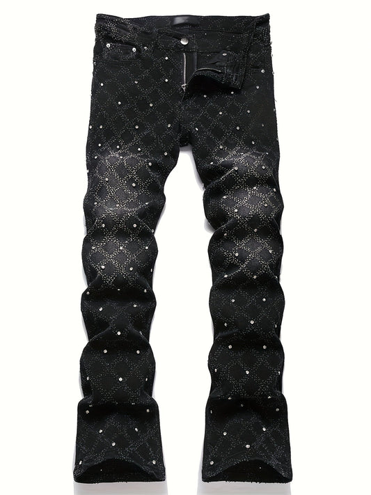 Men's Slim Fit Jeans - Classic Wash Embellished – Black option – main product image