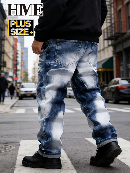 Men's Slim Fit Jeans - Vintage Wash Distressed – Peacock Blue – view 2