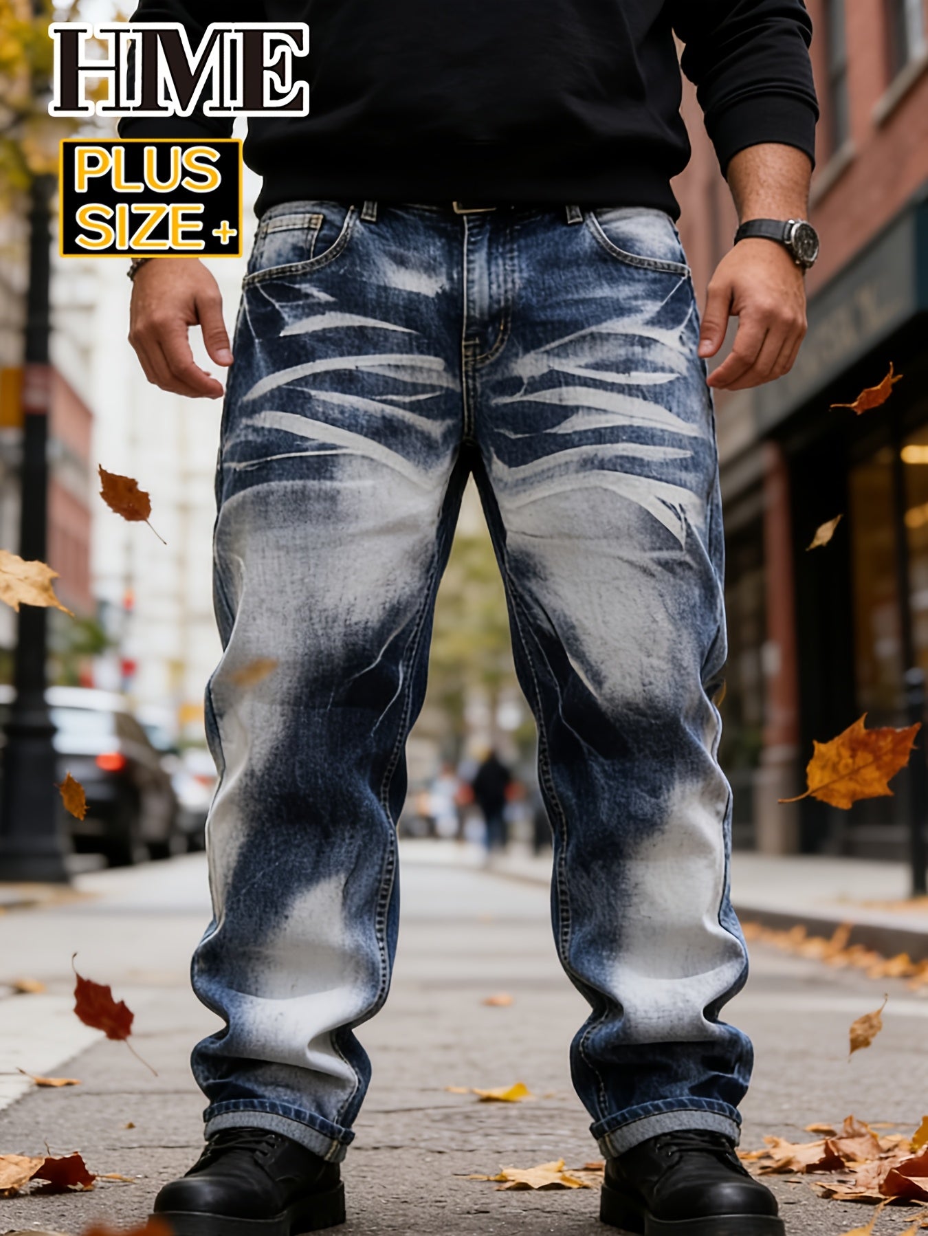 Men's Slim Fit Jeans - Vintage Wash Distressed – Peacock Blue – view 7