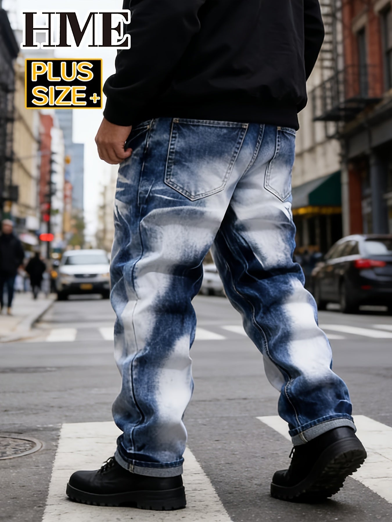 Men's Slim Fit Jeans - Vintage Wash Distressed – Peacock Blue – view 8