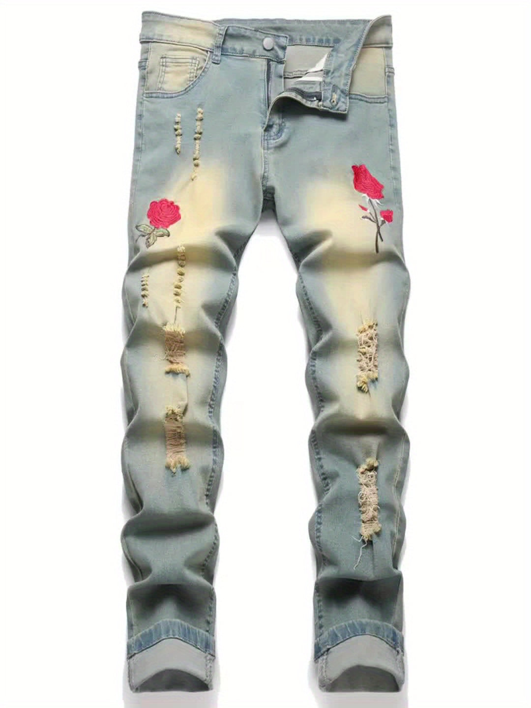 Men's Slim Fit Jeans - Vintage Wash Distressed – Sizes 30–36 – view 8