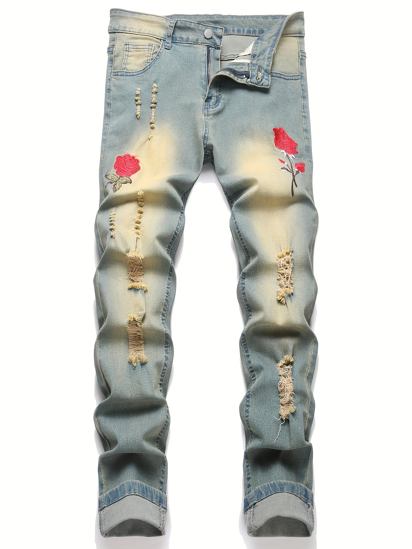 Men's Slim Fit Jeans - Vintage Wash Distressed – Sizes 30–36 – view 9