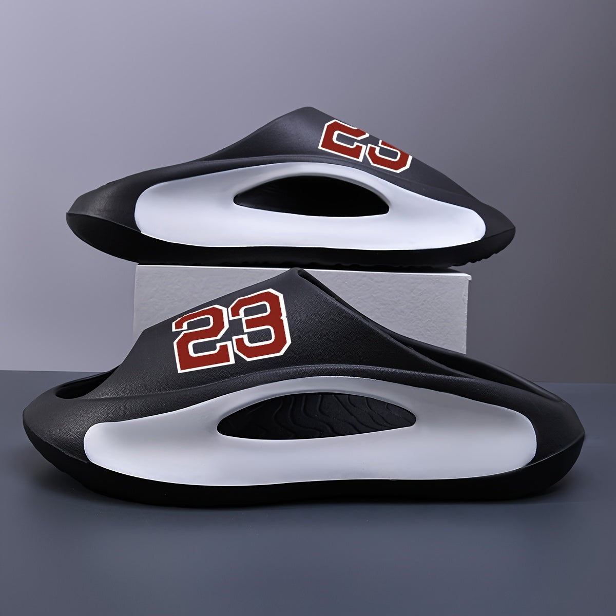 Men's Slippers - Everyday Comfort & Durable Sole – Black / White – view 3
