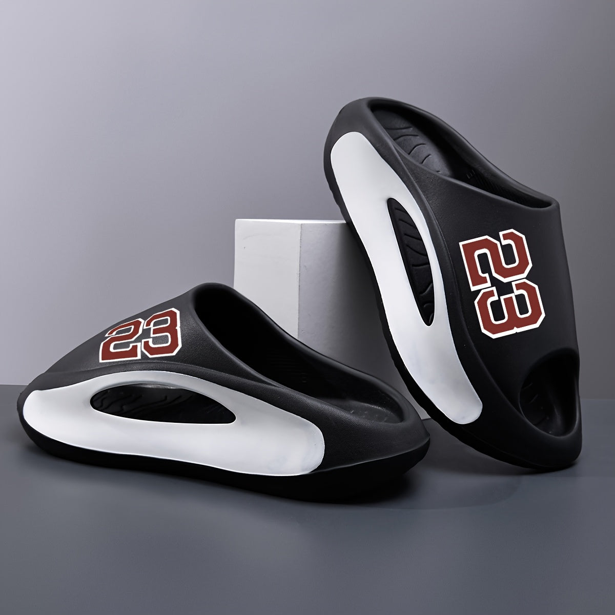 Men's Slippers - Everyday Comfort & Durable Sole – Black / White – view 4