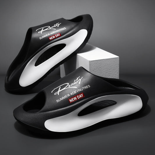 Men's Slippers - Non-Slip Sole & Breathable Comfort – Black / White – main product image