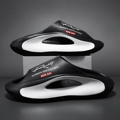 Men's Slippers - Non-Slip Sole & Breathable Comfort – Black / White – view 3