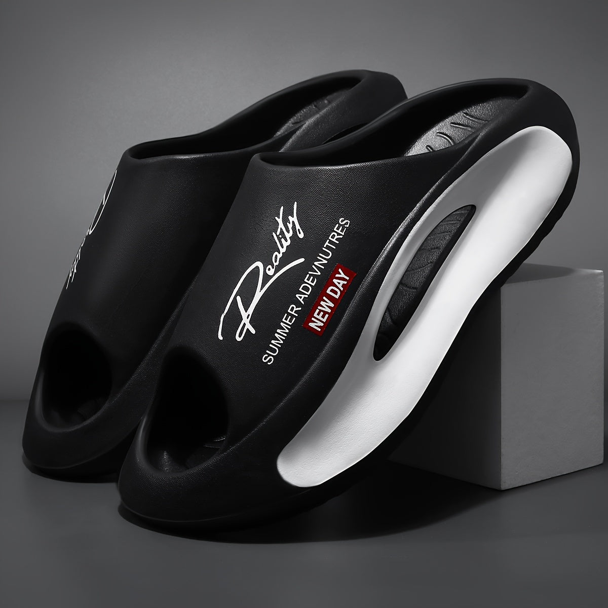 Men's Slippers - Non-Slip Sole & Breathable Comfort – Black / White – view 6