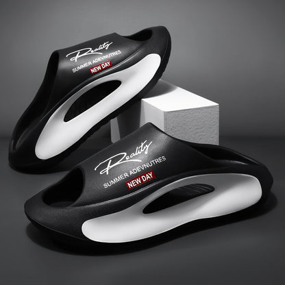 Men's Slippers - Non-Slip Sole & Breathable Comfort – Black / White – Black option – view 2