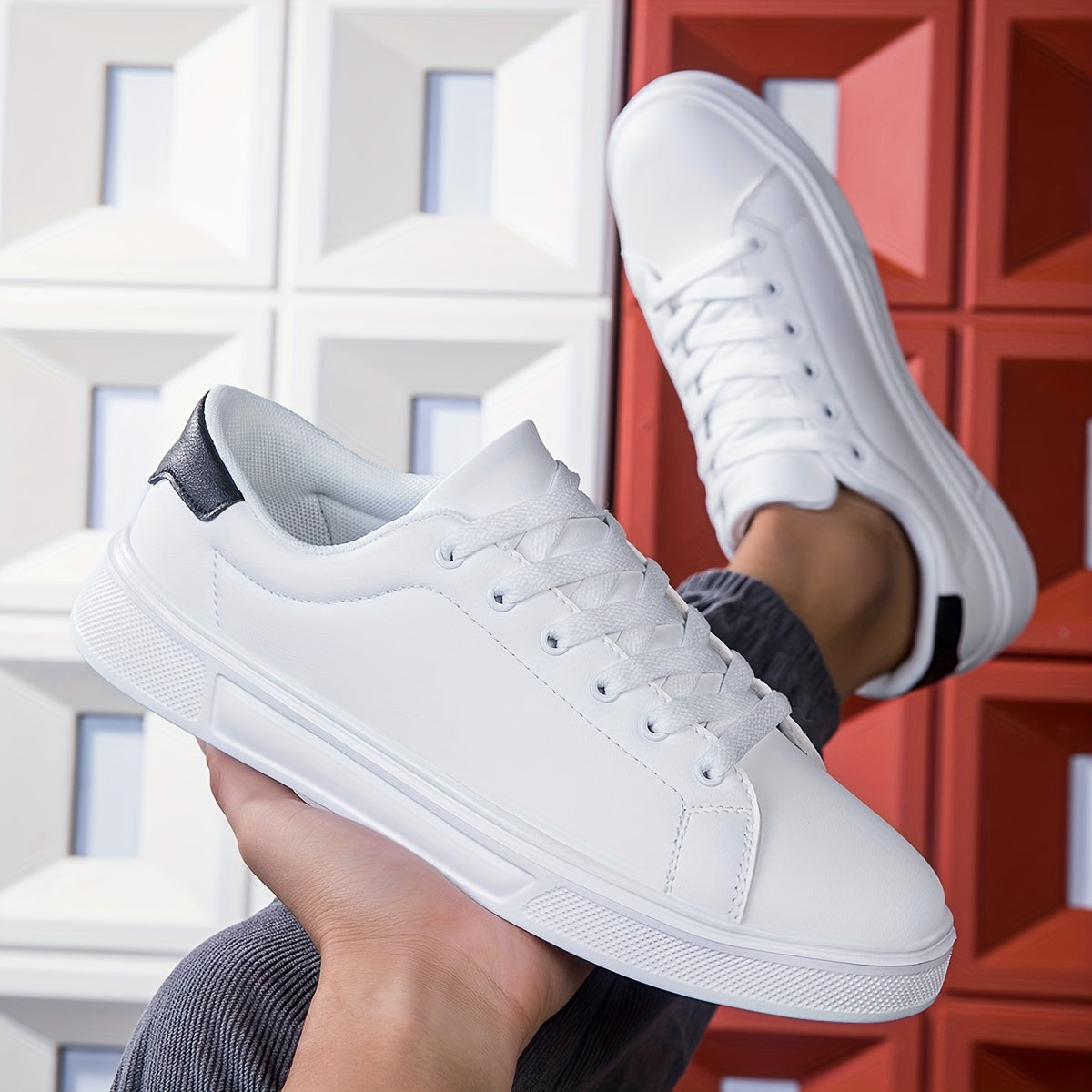 Men's Sneakers - Breathable Comfort – White With Black – view 4